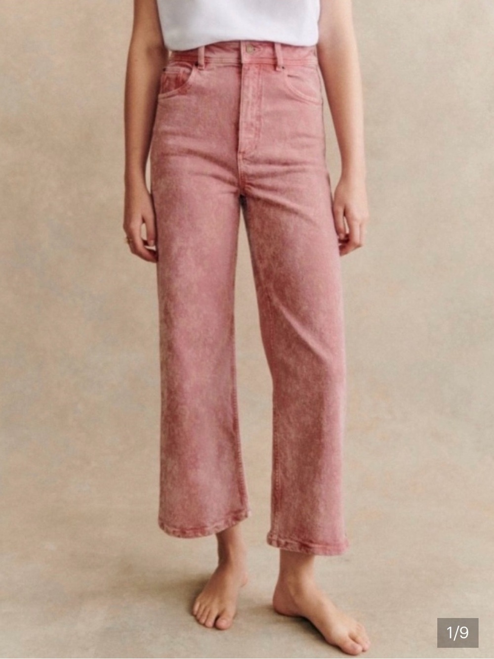 Sezane le crop Cropped Straight-Leg Jeans in rose - Picture 2 of 7